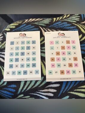 2 Hubman & Chubgirl Date dots sheets 
party penguins  ice cream date stickers
